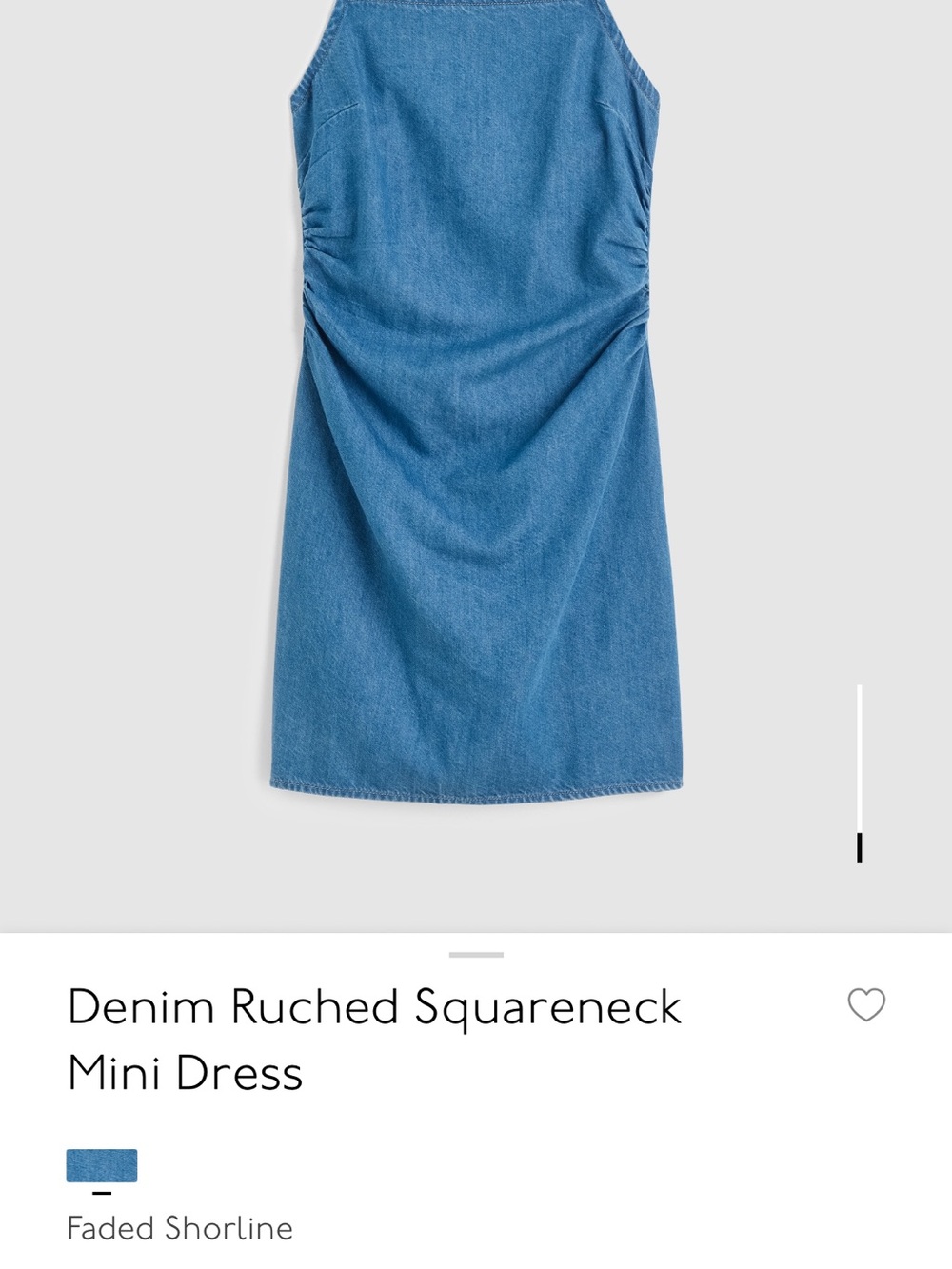 Madewell Denim Ruched Squareneck Mini Dress — NWT